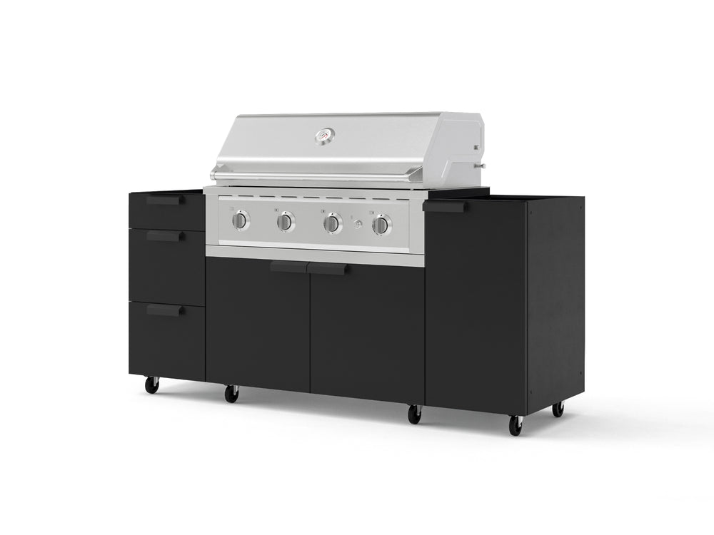 NewAge Outdoor Kitchens Outdoor Grill Island Stainless-Steel 5-Piece Cabinet Set with Casters 1 Door, 3 Drawer, Grill Cabinet and Performance Grill - (Liquid Propane) | Garage Giant