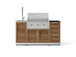 NewAge Outdoor Kitchens Outdoor Grill Island Stainless-Steel Louvered Doors 5-Piece Cabinet Set with Sink, 3 Drawer, Grill Cabinet, Performance Grill and Stainless Steel Countertop - (Natural Gas) 