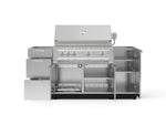 NewAge Outdoor Kitchens Outdoor Grill Island Stainless-Steel 5-Piece Cabinet Set with 1 Door, 3 Drawer, Grill Cabinet and Platinum Grill - (Liquid Propane) 