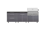 NewAge Outdoor Kitchens Aluminum 5-Piece Cabinet Set With Casters and 3 Drawer, Bar, Grill Cabinet, Platinum Grill, Countertop-72574-Garage Giant 