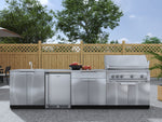 NewAge Outdoor Kitchens Stainless Steel 6-Piece Cabinet Set with Sink, Bar, Grill Cabinet, Platinum Grill, Countertop and Fridge-66351-Garage Giant 