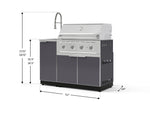 NewAge Outdoor Kitchens Outdoor Grill Island Aluminum 3-Piece Cabinet Set with Sink, Grill Cabinet and Performance Grill-75262-Garage Giant 