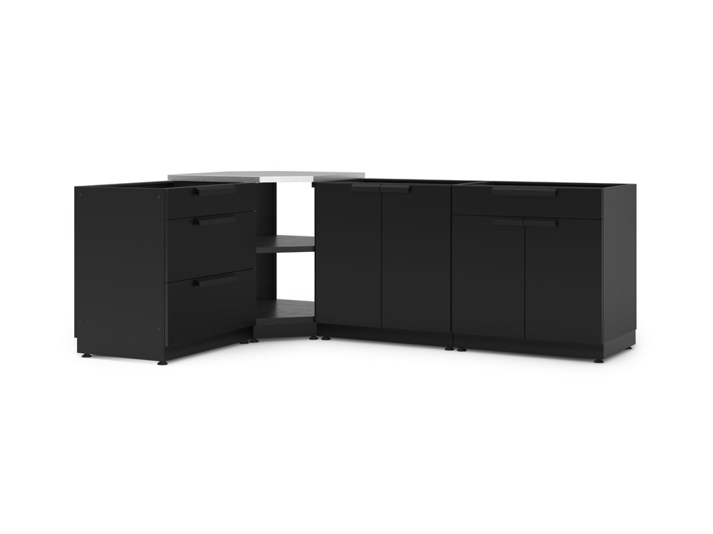NewAge Outdoor Kitchens Stainless Steel 4-Piece Cabinet Set with Corner Shelf, 2-Door, 3-Drawer, Bar Cabinet-67698-Garage Giant