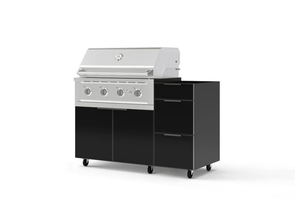 NewAge Outdoor Kitchens Outdoor Grill Island Aluminum 3-Piece Cabinet Set with Casters and 3-Drawer, Grill Cabinet and Performance Grill - (Liquid Propane) | Garage Giant