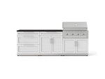 NewAge Outdoor Kitchens Stainless-Steel 5-Piece Cabinet Set with 3-Drawer, Bar, Grill Cabinet, Performance Grill and Countertop-73325-Garage Giant 