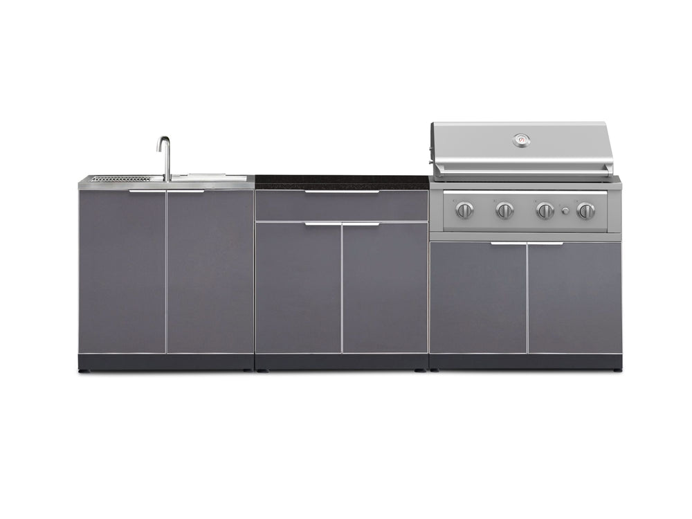 NewAge Outdoor Kitchens Aluminum 5-Piece Cabinet Set with Bar, Grill, Sink Cabinet, Performance Grill, and Countertop-71230-Garage Giant