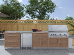 NewAge Outdoor Kitchens Stainless Steel 7-Piece Cabinet Set with 3-Drawer, Bar, Grill Cabinet, Platinum Grill, Countertops and Fridge-67903-Garage Giant 