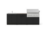 NewAge Outdoor Kitchens Stainless-Steel 5-Piece Cabinet Set with Bar, Sink, Grill Cabinet, Platinum Grill, and Countertop-73431-Garage Giant 