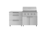 NewAge Outdoor Kitchens Stainless Steel 4-Piece Cabinet Set with Casters and 3 Drawer, Grill Cabinet, Performance Grill, Countertop-72211-Garage Giant 