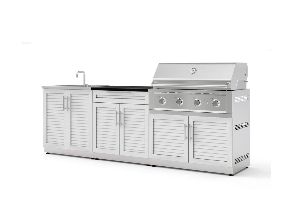 NewAge Outdoor Kitchens Stainless-Steel 5-Piece Cabinet Set with Bar, Sink, Grill Cabinet, Performance Grill, and Countertop-73398-Garage Giant