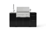 NewAge Outdoor Kitchens Outdoor Grill Island Aluminum 5-Piece Cabinet Set with Sink, 3 Drawer, Grill Cabinet, Platinum Grill and Stainless Steel Countertop - (Natural Gas) 