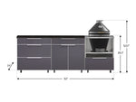 NewAge Outdoor Kitchens Aluminum 5-Piece Cabinet Set With Casters and 3 Drawer, Bar, Kamado Cabinet, Kamado, Countertop-72676-Garage Giant 
