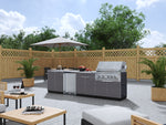 NewAge Outdoor Kitchens Aluminum 6-Piece Cabinet Set with Sink, Bar, Grill Cabinet, Platinum Grill, Countertop and Fridge-66320-Garage Giant 