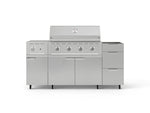 NewAge Outdoor Kitchens Outdoor Grill Island Stainless-Steel 5-Piece Cabinet Set with Casters and 3-Drawer, Grill Cabinet, Side Burner and Performance Grill - (Liquid Propane) 