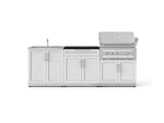 NewAge Outdoor Kitchens Stainless-Steel 5-Piece Cabinet Set with Bar, Sink, Grill Cabinet, Platinum Grill, and Countertop-73405-Garage Giant 