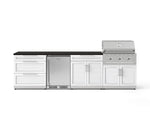 NewAge Outdoor Kitchens Stainless Steel 7-Piece Cabinet Set with 3-Drawer, Bar, Grill Cabinet, Performance Grill, Countertops, and Stainless Steel Door Fridge-73617-Garage Giant 