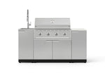 NewAge Outdoor Kitchens Outdoor Grill Island Stainless-Steel 5-Piece Cabinet Set with Sink, 1 Door, Grill Cabinet, Performance Grill and Stainless Steel Countertop - (Natural Gas) 
