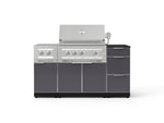 NewAge Outdoor Kitchens Outdoor Grill Island Aluminum 6-Piece Cabinet Set with 3-Drawer, Grill Cabinet, Platinum Grill, Dual Side Burner and Dekton in Sirius Countertop - (Natural Gas) 