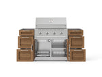 NewAge Outdoor Kitchens Outdoor Grill Island Stainless-Steel Louvered Doors 5-Piece Cabinet Set with 3 Drawers, Grill Cabinet and Performance Grill - (Natural Gas) 