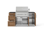 NewAge Outdoor Kitchens Outdoor Grill Island Stainless-Steel Louvered Doors 6-Piece Cabinet Set with 1 Door, 3 Drawer, Grill Cabinet, Platinum Grill and Dekton in Sirius Countertops - (Liquid Propane) 