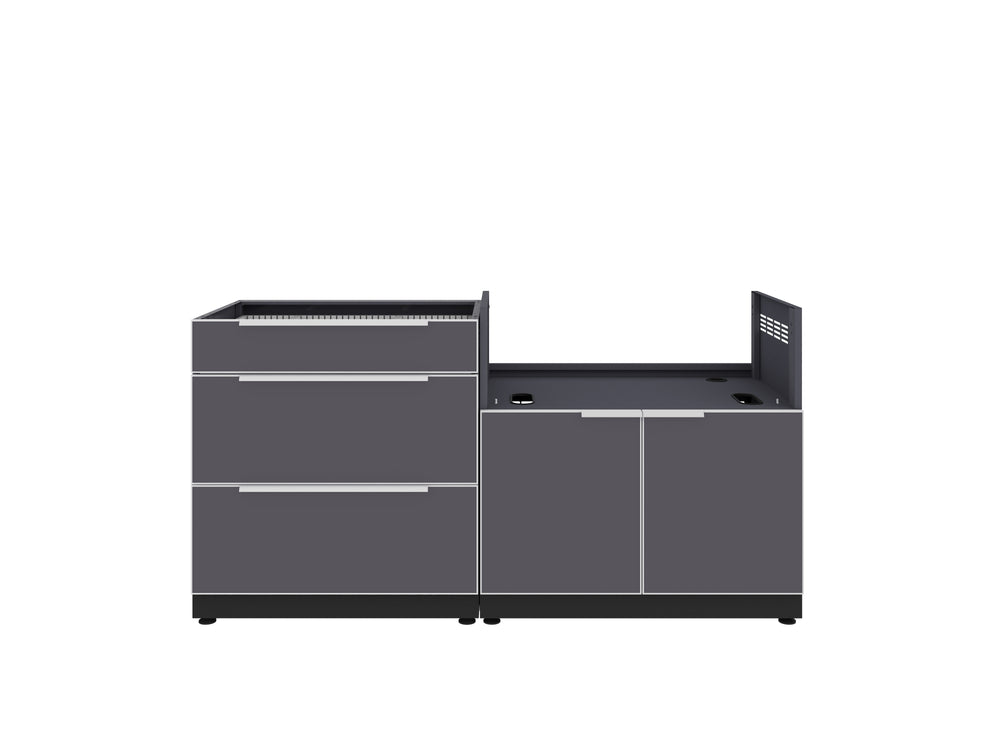 NewAge Outdoor Kitchens Aluminum 2-Piece Cabinet set with 3 Drawer and Grill Cabinet-67590-Garage Giant