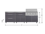 NewAge Outdoor Kitchens Aluminum 5-Piece Cabinet Set With Casters and 3 Drawer, Bar, Grill Cabinet, Performance Grill, Countertop-72641-Garage Giant 