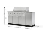 NewAge Outdoor Kitchens Outdoor Grill Island Stainless-Steel 5-Piece Cabinet Set with 1-Door, Grill Cabinet, Side Burner and Performance Grill - (Natural Gas) 