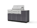 NewAge Outdoor Kitchens Outdoor Grill Island Aluminum 6-Piece Cabinet Set with 1-Door, Grill Cabinet, Platinum Grill, Dual Side Burner and Dekton in Aeris Countertop - (Natural Gas) | Garage Giant 