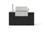 NewAge Outdoor Kitchens Outdoor Grill Island Stainless-Steel 5-Piece Cabinet Set with Sink, 3 Drawer, Grill Cabinet, Platinum Grill and Stainless Steel Countertop - (Liquid Propane) 