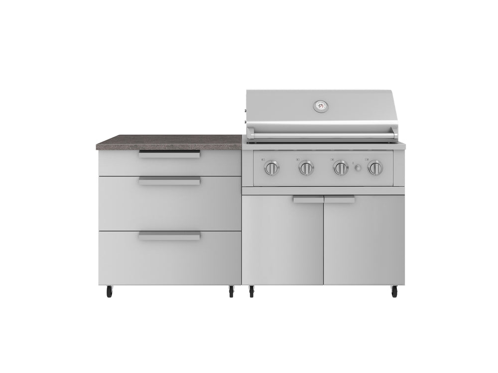 NewAge Outdoor Kitchens Stainless Steel 4-Piece Cabinet Set with Casters and 3 Drawer, Grill Cabinet, Performance Grill, Countertop-72175-Garage Giant