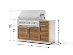 NewAge Outdoor Kitchens Outdoor Grill Island Stainless-Steel Louvered Doors 4-Piece Cabinet Set with 3-Drawer, Grill Cabinet, Platinum Grill and Dekton in Aeris Countertop - (Natural Gas) 
