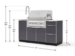 NewAge Outdoor Kitchens Outdoor Grill Island Aluminum 5-Piece Cabinet Set with Sink, 3 Drawer, Grill Cabinet, Platinum Grill and Stainless Steel Countertop - (Liquid Propane) 