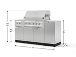 NewAge Outdoor Kitchens Outdoor Grill Island Stainless-Steel 6-Piece Cabinet Set with 1-Door, Grill Cabinet, Platinum Grill, Dual Side Burner and Dekton in Aeris Countertop - (Liquid Propane) 