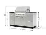 NewAge Outdoor Kitchens Outdoor Grill Island Stainless-Steel 6-Piece Cabinet Set with 3 Drawers, Grill Cabinet, Platinum Grill and Dekton in Sirius Countertops - (Natural Gas) 