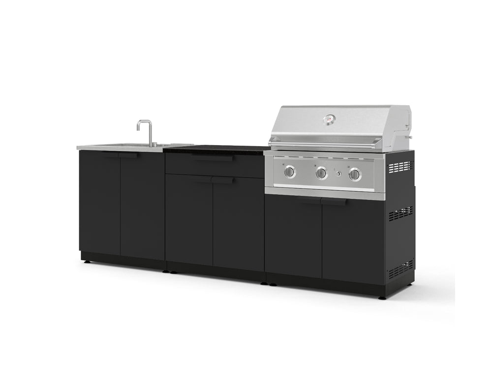 NewAge Outdoor Kitchens Stainless-Steel 5-Piece Cabinet Set with Bar, Sink, Grill Cabinet, Performance Grill, and Countertop-73384-Garage Giant