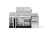 NewAge Outdoor Kitchens Outdoor Grill Island Stainless-Steel 6-Piece Cabinet Set with 3-Drawer, Grill Cabinet, Platinum Grill, Dual Side Burner and Dekton in Aeris Countertop - (Liquid Propane) 