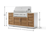 NewAge Outdoor Kitchens Outdoor Grill Island Stainless-Steel Louvered Doors 6-Piece Cabinet Set with 3 Drawers, Grill Cabinet, Platinum Grill and Dekton in Aeris Countertops - (Liquid Propane) 