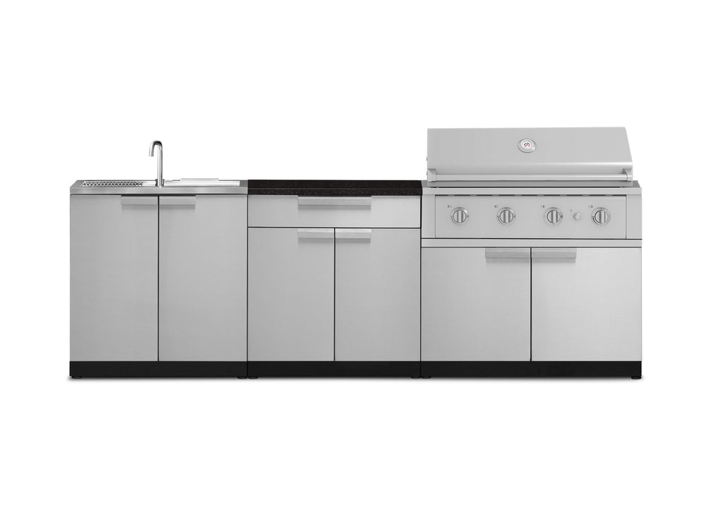 NewAge Outdoor Kitchens Stainless-Steel 5-Piece Cabinet Set with Sink, 2-Door with Drawer, Grill Cabinet, Performance Grill, and Countertop-71564-Garage Giant