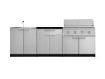 NewAge Outdoor Kitchens Stainless-Steel 5-Piece Cabinet Set with Bar, Sink, Grill Cabinet, Performance Grill, and Countertop-71243-Garage Giant 
