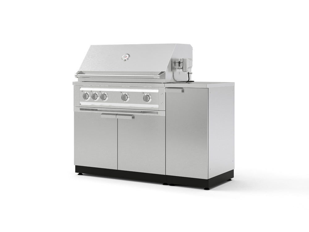 NewAge Outdoor Kitchens Outdoor Grill Island Stainless-Steel 4-Piece Cabinet Set with 1 Door, Grill Cabinet, Platinum Grill and Countertop-73892-Garage Giant