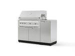 NewAge Outdoor Kitchens Outdoor Grill Island Stainless-Steel 4-Piece Cabinet Set with 1 Door, Grill Cabinet, Platinum Grill and Countertop-73892-Garage Giant 