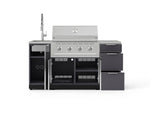 NewAge Outdoor Kitchens Outdoor Grill Island Aluminum 5-Piece Cabinet Set with Sink, 3 Drawer, Grill Cabinet, Performance Grill and Stainless Steel Countertop 