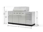 NewAge Outdoor Kitchens Outdoor Grill Island Stainless-Steel 6-Piece Cabinet Set with 3-Drawer, Grill Cabinet, Performance Grill, Side Burner and Dekton in Aeris Countertop - (Natural Gas) 