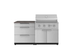 NewAge Outdoor Kitchens Stainless-Steel 4-Piece Cabinet Set with 3 Drawer, Grill Cabinet, Performance Grill, and Countertop-71662-Garage Giant 