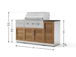 NewAge Outdoor Kitchens Outdoor Grill Island Stainless-Steel Louvered Doors 6-Piece Cabinet Set with 1-Door, Grill Cabinet, Performance Grill, Side Burner and Dekton in Sirius Countertop - (Liquid Propane) 