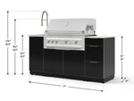 NewAge Outdoor Kitchens Outdoor Grill Island Aluminum 5-Piece Cabinet Set with Sink, 3 Drawer, Grill Cabinet, Platinum Grill and Stainless Steel Countertop - (Liquid Propane) 