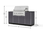 NewAge Outdoor Kitchens Outdoor Grill Island Aluminum 5-Piece Cabinet Set with Sink, 1 Door, Grill Cabinet, Platinum Grill and Stainless Steel Countertop - (Liquid Propane) 