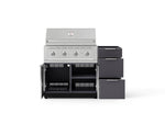 NewAge Outdoor Kitchens Outdoor Grill Island Aluminum 4-Piece Cabinet Set with 3-Drawer, Grill Cabinet, Performance Grill and Countertop - (Natural Gas) 