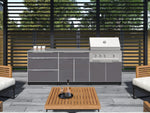 NewAge Outdoor Kitchens Aluminum 6-Piece Cabinet Set with Platinum Grill, Dual Side Burner, Bar and Grill Cabinet and Stainless Steel Countertop.-71547-Garage Giant 