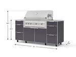 NewAge Outdoor Kitchens Outdoor Grill Island Aluminum 6-Piece Cabinet Set with Casters 3 Drawers, Grill Cabinet, Platinum Grill, Countertops-74931-Garage Giant 